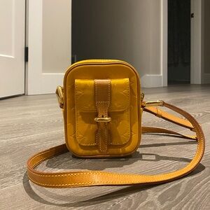 Yellow Patent louis Vuitton Leather Crossbody Bag with Front Pocket
